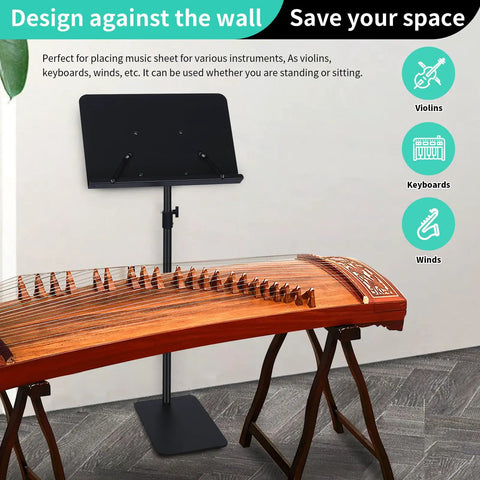 Adjustable Metal Music Stand With Phone And Tablet Holder Must Have Space Saving Wall Mount Beside Instrument
