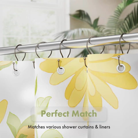 Bronze Double Hook Shower Curtain Hooks rust proof metal smooth glide for easy curtain movement and balanced hanging on shower rod.