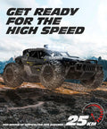 Beast 2WD RC Monster Truck With 2.4Ghz Remote Over 20 KMH Speed Dual LED Headlights on rocky terrain outdoors