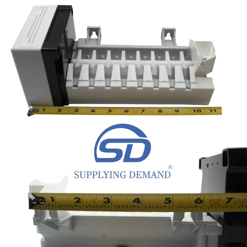 Ice Maker Assembly Replacement For Specific Refrigerator Models W10300022 And W10122556 with measurements shown