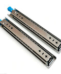 Bullet Proof Full Extension Drawer Slides Featuring Slick Ball Bearing Glide and Side Mount Fit for Tool Boxes, 52-inch steel runners.