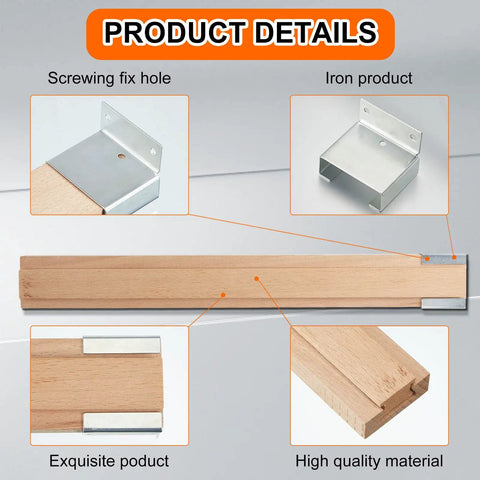 Heavy Duty Wooden Drawer Slides Bottom Mount Cabinet Tracks Straight Up Reliable Smooth Gliding Action Rock Solid Hardware close-up of wood and metal components with fix hole detail.