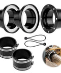 4-Inch magnetic dust collection kit with two steel port receivers, rubber hose couplers, two bungee cords, and hose clamps