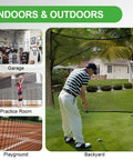 12x12 Ft Golf Practice Netting With Thick Border For Backyard And Garage displayed in various training environments.