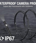 5mm Dual Lens Endoscope With Light For Auto Repair And Home Diagnostics waterproof probe, IP67, on wet surface