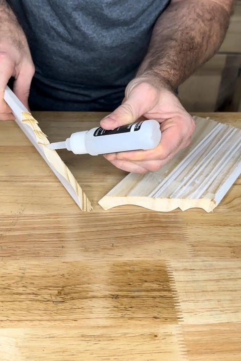Applying Professional Strength Super Glue 2 Oz Medium Viscosity Cyanoacrylate Adhesive For Wood Plastics Rubber Metals Concrete And More Fast Acting Bonding Power Pro Grade to wooden molding