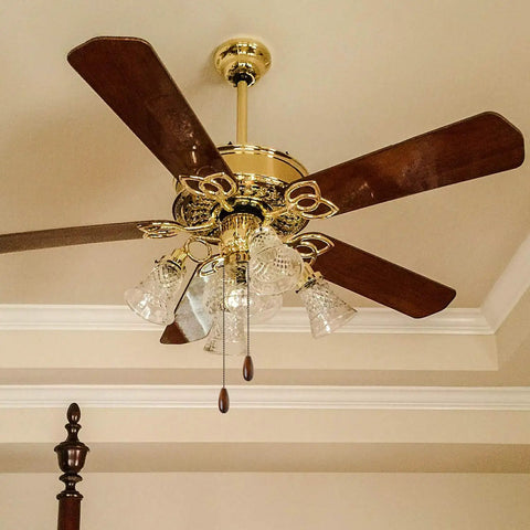 Four Piece Walnut Wood Ceiling Fan Chain Pull Extensions, 13.8 Inch Long Pull Chain Ornaments on elegant ceiling fan