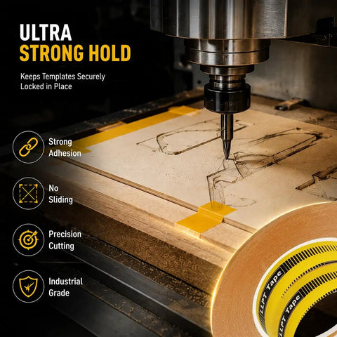 Double Sided Woodworking Tape For CNC Templates And Pattern Routing, 25mm Wide By 33m Long securing wood on CNC machine