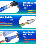 Drill Powered Wire Stripper And Twister Kit For 6 To 14 AWG 2024 Upgrade Electric Wire Stripping Tool application stages.