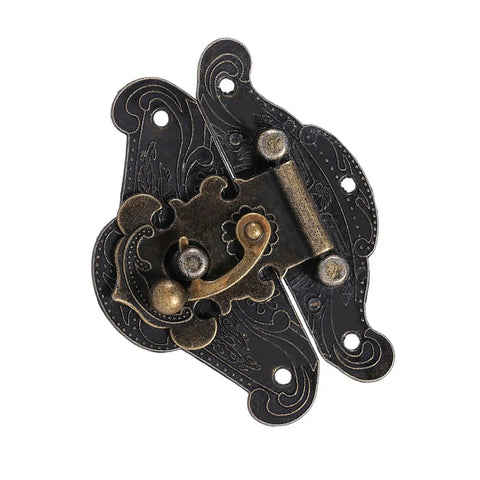 Vintage Wooden Box Latches With No Fuss Installation Kit And Screws For Jewelry Boxes And Tool Organizers 47x37mm, close-up
