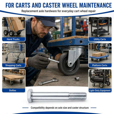 Real Deal Heavy Duty Caster Wheel Bolt Kit 5/16 18 Thread By 2.24 Inch Carbon Steel Fasteners Built Tough No Hassle For Shopping Carts Trolleys Hand Trucks Flatbed Replacement Hardware 50 Pack