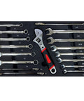 Wrenches and adjustable spanner from All-In-One 439 Piece Mechanics Tool Set In Heavy-Duty 3 Drawer Metal Case for garage use