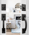 Oil Rubbed Bronze Double Door Handle Set With Dummy And Single Cylinder Deadbolt Fits Right Or Left Handed Doors Front Entry Lock Set