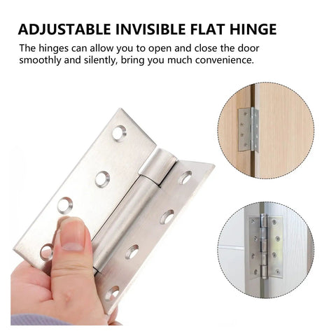 Close-up of a stainless steel self closing cabinet door hinge, 2 pack, showcasing adjustable heavy duty hidden spring and quiet operation.