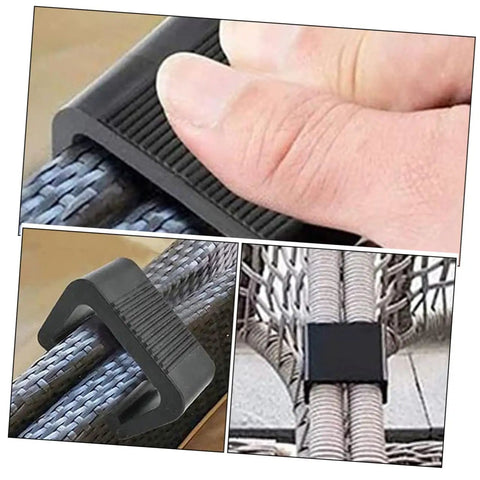 8 Pack Outdoor Furniture Clips And Connectors For Rattan Wicker Chairs And Sectional Sofas, close-up view of installation