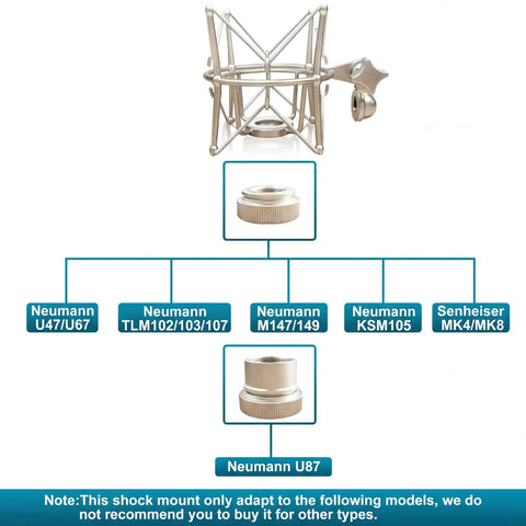 Diagram of Spider Microphone Shock Mount For Neumann U47 U67 U87 TLM102 TLM103 TLM107 M147 M149 And Sennheiser MK4 MK8 Condenser Microphones