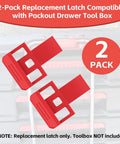 Bulletproof Two Pack Replacement Latch For Milwaukee Packout Drawer Toolbox, red plastic latches for storage, 2-pack.
