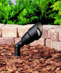 Accent Outdoor 12V Low Voltage Path Light, 1-Light MR-16, Textured Black Finish with Ground Stake, installed in garden mulch