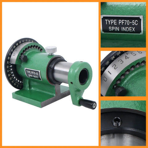 Precision Spin Indexing Fixture With 5C Collet Lathe Mount, 1 1/8 inch grinding head jig with 5 inch dial plate.