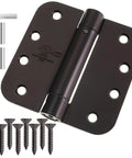 Heavy Duty 4 Inch Self Closing Spring Door Hinges Two Pack With Adjustable Closing Power And Oil Rubbed Bronze Finish, screws and tool included.