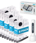 Travel Vacuum Bags With 2026 Latest Wireless Pump 8 Pack in 4 Sizes, visible packaging and pump, space saver for clothes