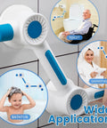Image of Super Strong Adhesive Shower Grab Bar L Shape Handle Rail for Bathroom Safety in use for toilet, shower, and bathtub.