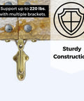 3 Pack Wooden Stair Handrail Brackets Champagne Brass Finish, Low Profile Wall Mount Supports For Stair Rails, Durable Die Cast