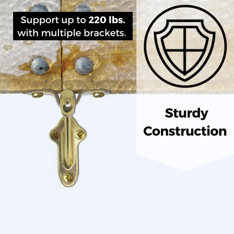 3 Pack Wooden Stair Handrail Brackets Champagne Brass Finish, Low Profile Wall Mount Supports For Stair Rails, Durable Die Cast