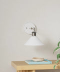 Set Of Two Battery Operated Wall Sconces With Remote Control, white flexible lamp on mounted wall in room setting