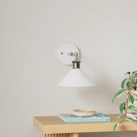 Set Of Two Battery Operated Wall Sconces With Remote Control, white flexible lamp on mounted wall in room setting