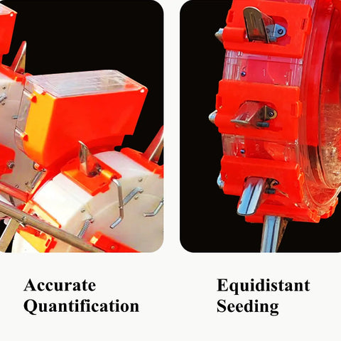 Close-up of Portable Manual Seeder With 16 Seed Plates For Double Row Sowing Spreader showing accurate seed quantification feature.