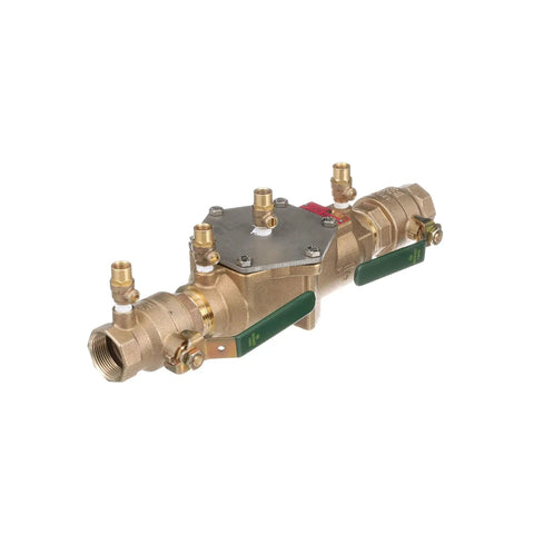 One And A Quarter Inch Double Check Valve Assembly With Quarter Turn Shutoff For Single Top Entry Lead Free Body Backflow Preventer For Home Water Lines Keeps Potable Water Safe In Continuous Pressure Piping And Cross Connections, brass
