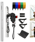 Wall Mounted Fitness Anchor System With Heavy Duty Resistance Band Mount And 40 Inch Dual Rail Setup For Compact Home Gyms, includes aluminum rails and bands.