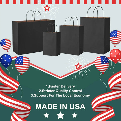 400 Pack Black Paper Gift Bags 16x6x12 Inches With Handles Made From Recycled Kraft Paper Eco Friendly Bulk Bags