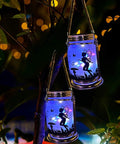 2 Pack Solar Fairy Lanterns For Garden Decor Hanging Glass Jar Mason Lanterns With Warm LED Light in tree at night