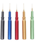Five Piece Watch Lubricant Oiler Set With Fine Tip Oil Pin Pen in red, blue, black, gold, green for delicate gears crafted from steel.