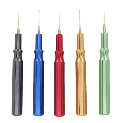 Five Piece Watch Lubricant Oiler Set With Fine Tip Oil Pin Pen in red, blue, black, gold, green for delicate gears crafted from steel.