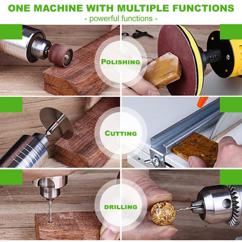 Powerful 850 W Bench Grinder And Polisher Machine With Adjustable Speed 800 To 11000 RPM For Rock Lapidary Projects performing polishing, cutting, and drilling.