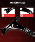12 Piece Front Suspension Kit For 2009 To 2013 Toyota Corolla Including Front Lower Control Arms Ball Joints Inner Tie Rod Ends Outer Tie Rod Ends And Mounting Hardware For Easy Bolt On Replacement Ready To Roll, black alloy front lower control arm