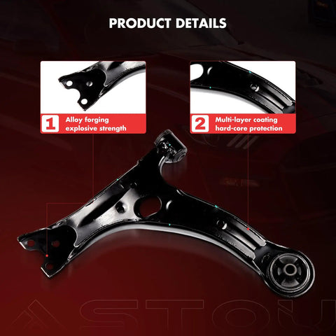 12 Piece Front Suspension Kit For 2009 To 2013 Toyota Corolla Including Front Lower Control Arms Ball Joints Inner Tie Rod Ends Outer Tie Rod Ends And Mounting Hardware For Easy Bolt On Replacement Ready To Roll, black alloy front lower control arm