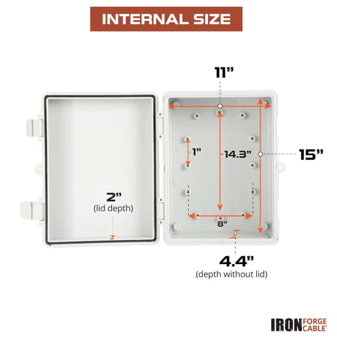 Extra Large Outdoor Waterproof Junction Box With Hinged Panel Cover IP65 Rated Electrical Enclosure inside dimensions