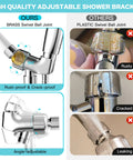 4.7-inch chrome detachable handheld shower head with 59-inch stainless steel hose and adjustable holder; brass swivel joint