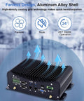 Rugged Industrial Mini Pc Packing Intel Core I7 10510U With 64Gb Ram And 256Gb Ssd Cruising On Windows 11 Pro With Gigabit Lan Dual Display And Six Com Ports Built Like A Tank And Ready To Roll, showcasing fanless aluminum alloy design and cooling technology.