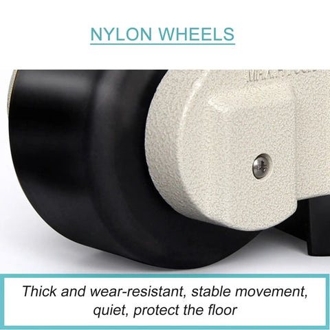 Close-up of nylon wheels from the Pack Of Four Retractable Leveling Casters For Rock Solid Swivel Furniture Casters.