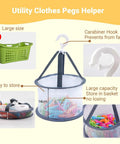 Solid Forty Eight Pc Heavy Duty Plastic Clothespins Set With Assorted Vibrant Hues Includes Sweet Mesh Storage Pouch To Keep Laundry Day Hangin Easy For Towels Crafts Garden Clips And Home Organization displayed with carabiner hook and large capacity storage.