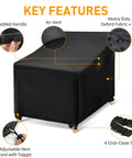 Waterproof Outdoor Chair Covers 2 Pack, Heavy Duty Black Patio Furniture Protectors showing features and design details.
