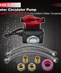 Tough As Nails Cast Iron Hot Water Circulator Pump Fits Grundfos Up1510S7PTLC 59896288P1 115 Volt with brass fittings and hoses.