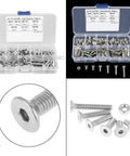 180Pcs M4 Socket Screws Set With 304 Stainless Flat Head Nuts Assortment Kit for repair and DIY projects