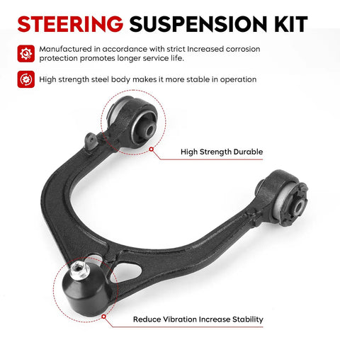Beefed Up Front Upper Control Arm Suspension Kit With Ball Joints For 1999 2006 Chevrolet Silverado And GMC Sierra 1500 RWD Includes Tie Rod Ends And Sway Bar Stabilizer Links 10pcs K80942, black steel arm