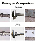 Before and after comparison of metal parts processed with Heavy Duty Vibration Grinder And Electric Polisher Machine Built Like A Tank For Serious Deburring And Precision Chamfering Work Comes Loaded With An Eighty Liter Polyurethane Barrel Driven By A Rock Solid Two Twenty Volt One Thousand One Hundred Watt.